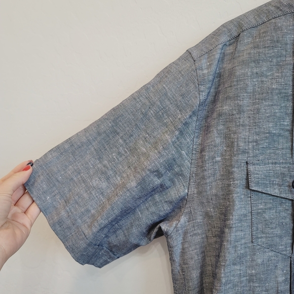 Café Luna Short Sleeve Button Down Shirt Large - Picture 7 of 8